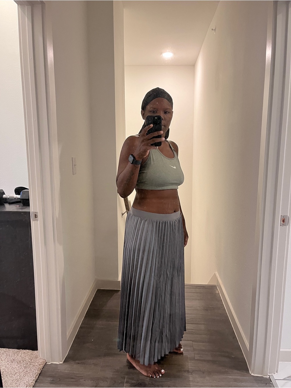 SHEIN Charcoal Gray Pleated Maxi Skirt
